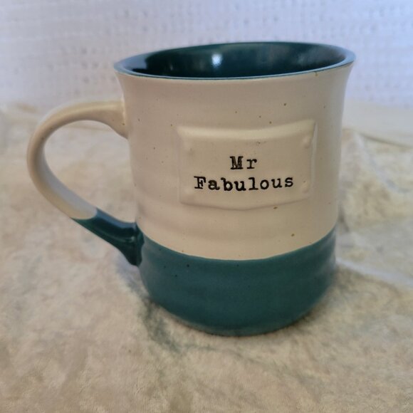 Sheffield Home Mug Coffee Cup MR FABULOUS handled Stoneware blue white 16 oz EUC - Picture 4 of 7